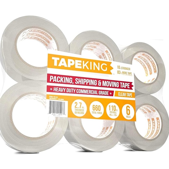 (6) Clear Packing Tape - HEAVY DUTY 2.7 mil thickness 60 Yards Per Roll 2” wide - Picture 1 of 4